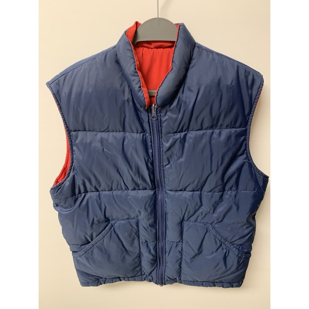 SLOPE Puffer Vest L Navy Red Duck Down Vintage Reversible Skiwear‎ Outdoor